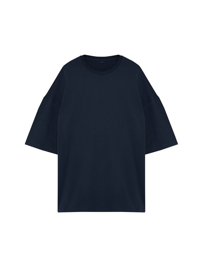 Plus Size Navy Blue Oversize Comfortable Basic 100% Cotton T-Shirt TMNSS23TS00139 - pzsku/Z673BB568D8F37343AD2BZ/45/_/1730941457/c1740e39-f4c7-4f4a-bcf2-4b3b20795465