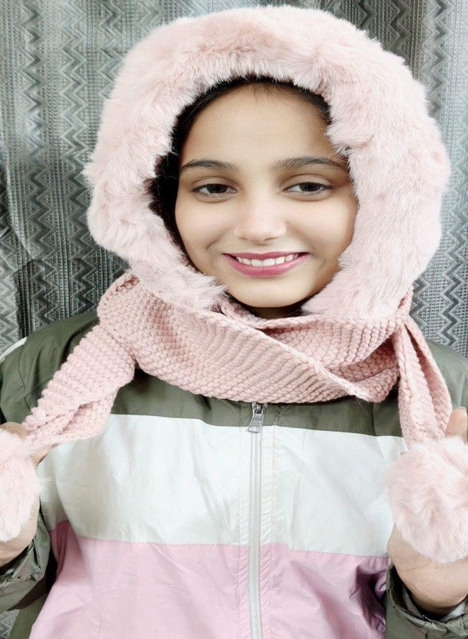 BriKSHi Pumpum Soft Knit Long Muffler Cap for Winter - Warm Stylish Comfortable Headwear for Daily and Outdoor Use (Pack of 1) (Baby pink) - Image 4