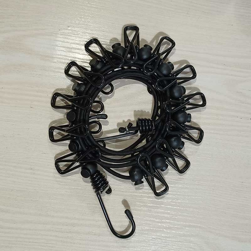 Dormitory Clothesline with Antislip Clips Black 