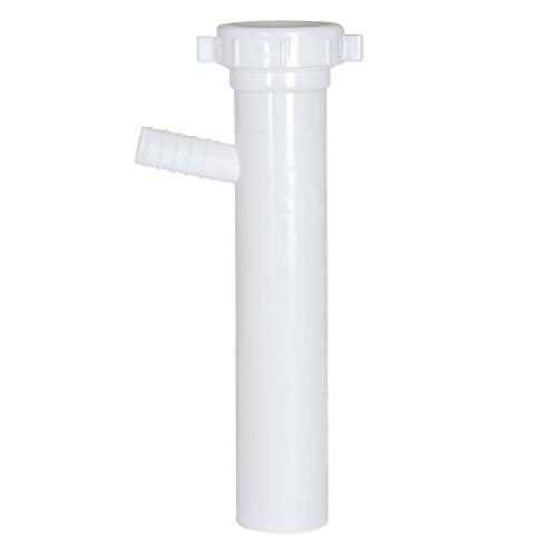 EZ-FLO 1-1/2 Inch x 8 Inch Branched Dishwasher Tailpiece, Slip Joint Connection for Tubular Drain Applications, 5/8 Inch OD Branch, White Polypropylene, 35311 - Image 1