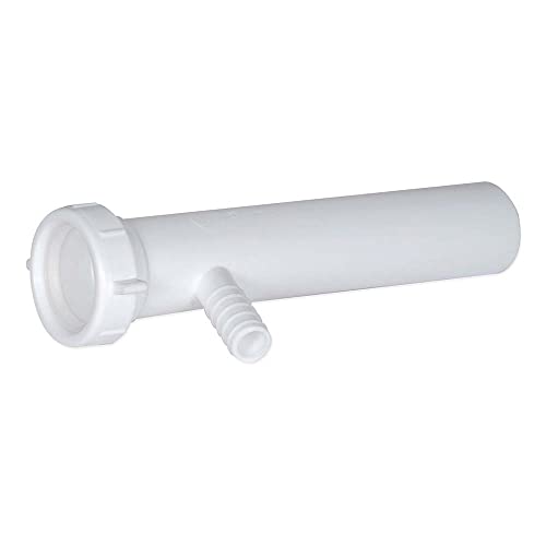 EZ-FLO 1-1/2 Inch x 8 Inch Branched Dishwasher Tailpiece, Slip Joint Connection for Tubular Drain Applications, 5/8 Inch OD Branch, White Polypropylene, 35311 - Image 2