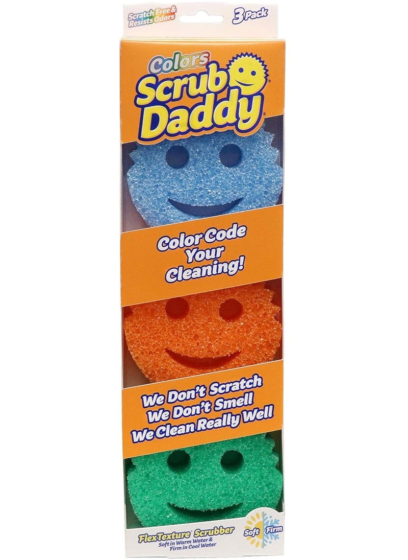Scrub Daddy Sponge Set Scratch Free Sponges for Dishes and Home, Odor Resistant, Soft in Warm Water, Firm in Cold, Deep Cleaning, Dishwasher Safe, Multi-use, Functional, Ergonomic, 3ct - Image 1