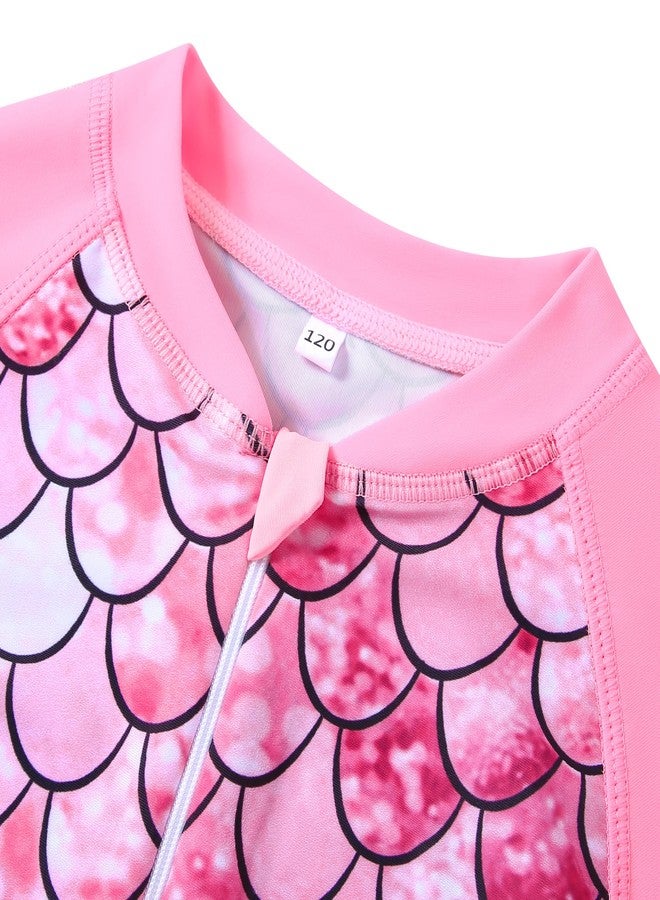 Ghteas Long Sleeve Girls Swimsuit Pink Colorful Mermaid Baby Girl Rash Guard Swimsuit 4t 5t 4-5t - Image 4