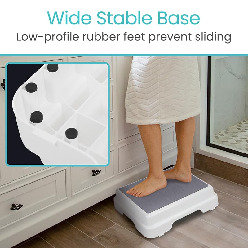 Vive Bath Shower Step Stool (4.5") - Slip Resistant, Stackable, Indoor/Outdoor - Safety Stepping Stool Bathroom Aid for Adults, Handicap, Elderly, Seniors, Bathtub, High Beds, Kitchens - Nonslip - Image 5