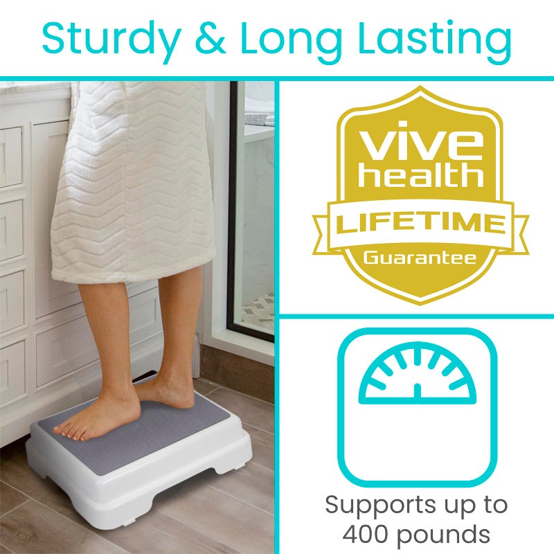 Vive Bath Shower Step Stool (4.5") - Slip Resistant, Stackable, Indoor/Outdoor - Safety Stepping Stool Bathroom Aid for Adults, Handicap, Elderly, Seniors, Bathtub, High Beds, Kitchens - Nonslip - Image 3