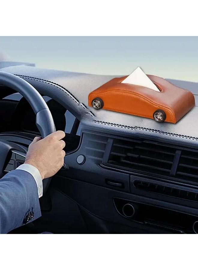 Black Car Tire Shaped Tissue Box Holder Heat Resistant Dirt Resistant Faux Leather Portable Automotive Tissue Dispenser - Image 4