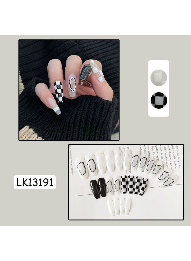 Goolsky Black White Checkerboard Timeless Press-on Nails for Versatile Daily & Formal Styles - Image 4