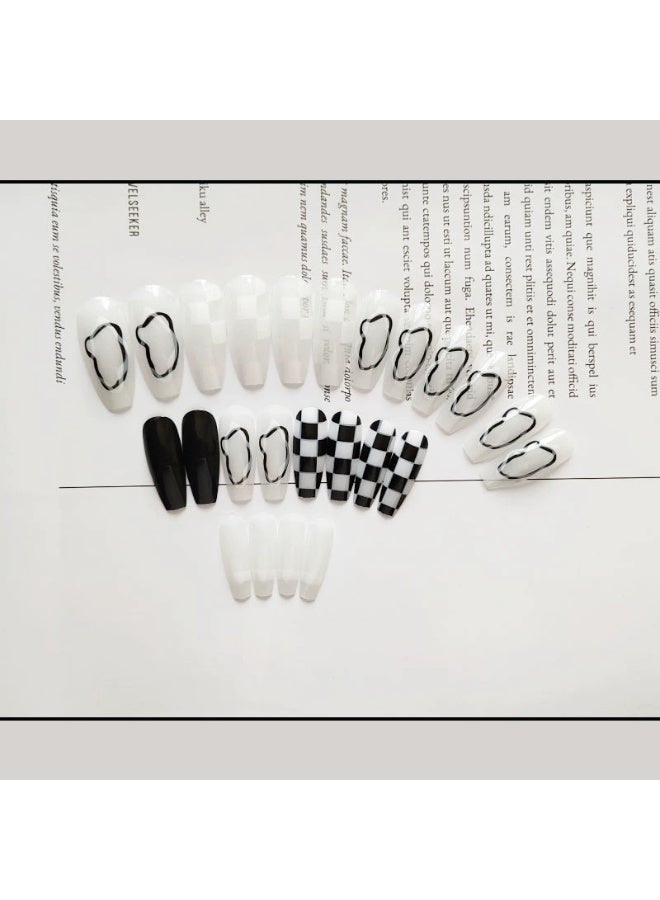 Goolsky Black White Checkerboard Timeless Press-on Nails for Versatile Daily & Formal Styles - Image 3