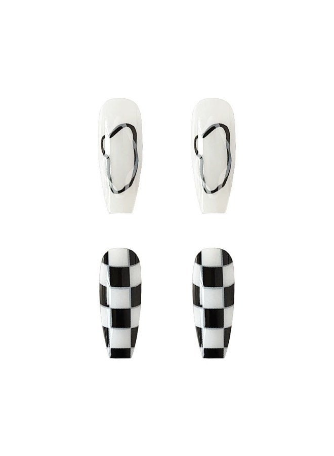 Goolsky Black White Checkerboard Timeless Press-on Nails for Versatile Daily & Formal Styles - Image 2