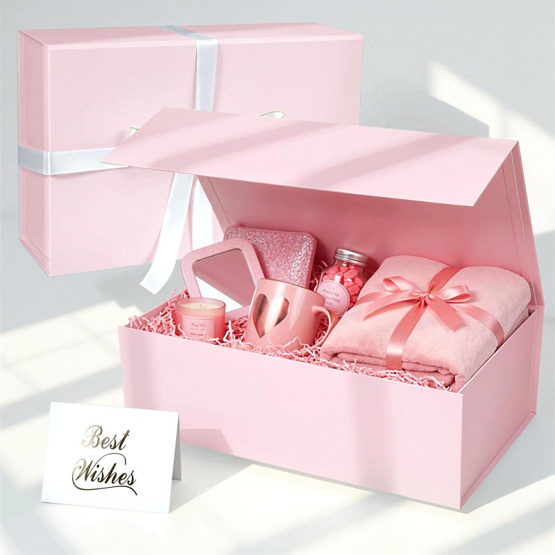 VGOODALL Pink Gift Box, 13x9x4 inches Gift Boxes For Presents With Lids and Magnetic Closure Collapsible For Bridesmaid Proposal, weddings, Anniversary Present - Image 1
