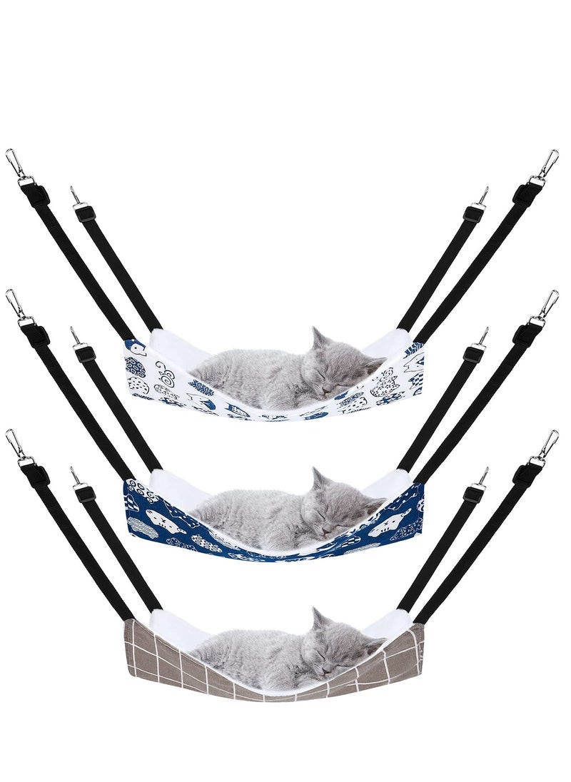 SYOSI Reversible Cat Hanging Hammock, 3 Pack Soft Breathable Pet Cage Hammock with Adjustable Straps and Metal Hooks, Double-Sided Hanging Bed for Cats Small Dogs Rabbits (23.6 x 20 Inches)  - Image 1