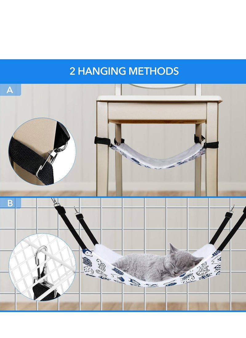 SYOSI Reversible Cat Hanging Hammock, 3 Pack Soft Breathable Pet Cage Hammock with Adjustable Straps and Metal Hooks, Double-Sided Hanging Bed for Cats Small Dogs Rabbits (23.6 x 20 Inches)  - Image 3