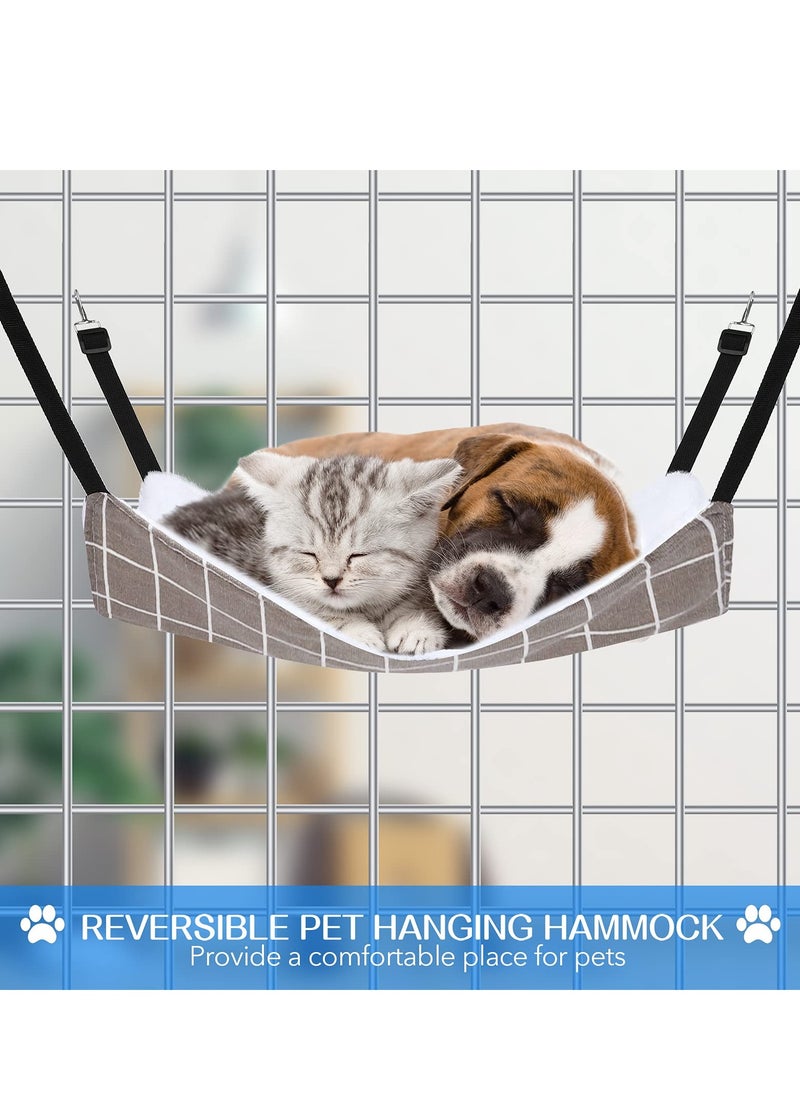 SYOSI Reversible Cat Hanging Hammock, 3 Pack Soft Breathable Pet Cage Hammock with Adjustable Straps and Metal Hooks, Double-Sided Hanging Bed for Cats Small Dogs Rabbits (23.6 x 20 Inches)  - Image 2