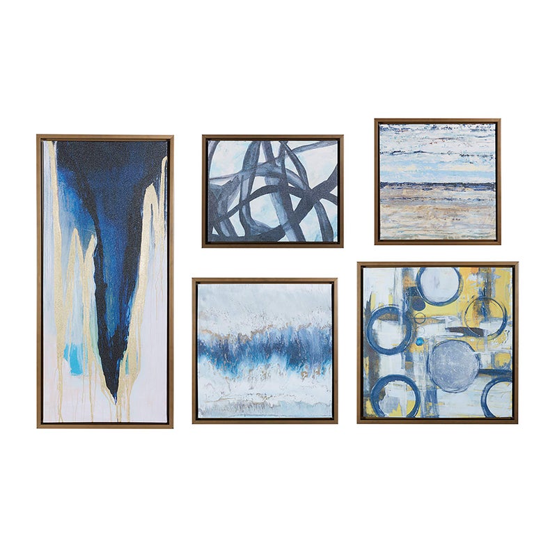 madison park Madison Park Wall Art Living Room Dcor  Galary Canvas Home Accent Modern Dining Bathroom Decoration Ready to Hang Painting for Bedroom MultiSizes Blue Bliss 5 Piece 