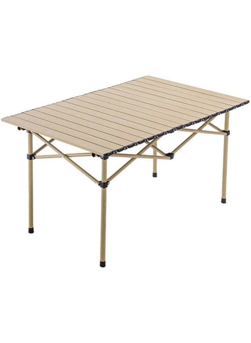 Yuwell Portable Roll Up Camping Table, Lightweight Aluminum Picnic Table with Carry Bag, Waterproof & Rust-Resistant, Heat-Resistant Outdoor Table for Camping, BBQ, Travel & Hiking 95×55×50cm Beige - Image 3