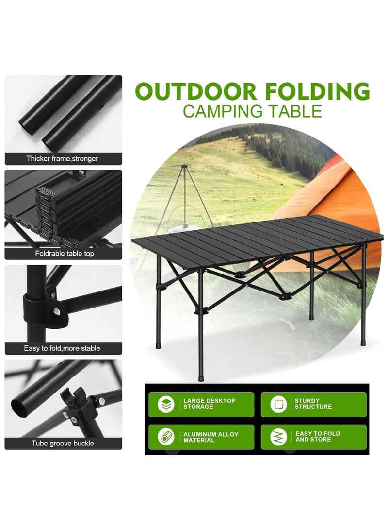 Yuwell Portable Roll Up Camping Table, Lightweight Aluminum Picnic Table with Carry Bag, Waterproof & Rust-Resistant, Heat-Resistant Outdoor Table for Camping, BBQ, Travel & Hiking 95×55×50cm Beige - Image 5