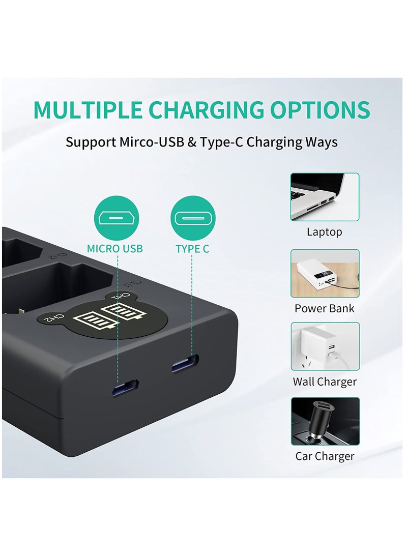 Camera Battery Charger, LP Dual USB Charger with LCD Display, Compatible with Sony A6600 A9 A9R A9S A9II A7C A7S A7SIII A7III A7RIII A7RIV A7IV Cameras, Charging Station for Sony - Image 3