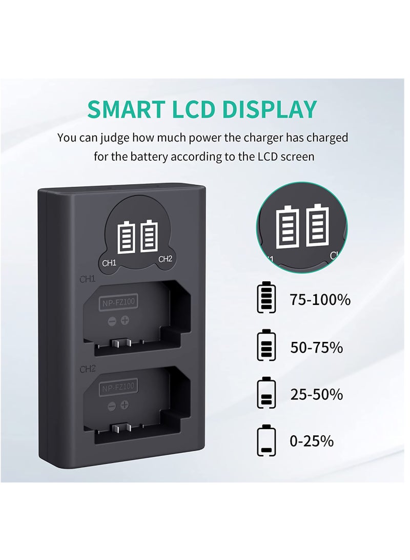 Camera Battery Charger, LP Dual USB Charger with LCD Display, Compatible with Sony A6600 A9 A9R A9S A9II A7C A7S A7SIII A7III A7RIII A7RIV A7IV Cameras, Charging Station for Sony - Image 4