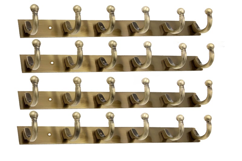 GHAR DWAR Heavy Duty Goli Stainless Steel Cloth Hanger Suitable for Bathroom Bedroom Kitchen Wall Hook Rail Hanging Scarf, Coat,Keys Tie Clothes Towel Door Robe Hanging (Pack Of 4, Brass Antiqu 6 Pin) - Image 5