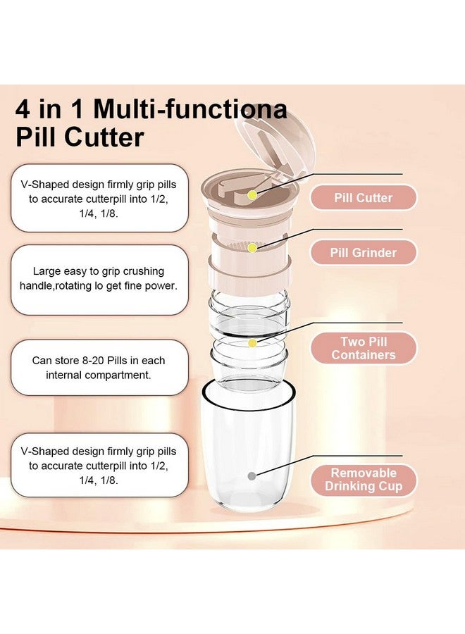 HANNEA® Pill Box with Tablet Cutter and Grinder Travel Pill Cutter with Drinking Cup 4 in 1 Tablet Cutter with Two Built-in Pill Box for Large Pills, Vitamins, Cod Liver Oil, Supplements, Medication - Image 5