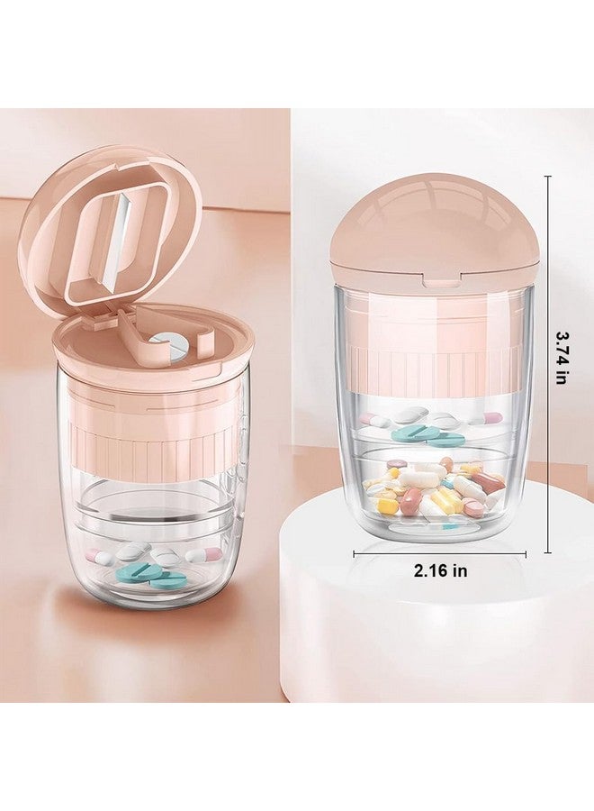 HANNEA® Pill Box with Tablet Cutter and Grinder Travel Pill Cutter with Drinking Cup 4 in 1 Tablet Cutter with Two Built-in Pill Box for Large Pills, Vitamins, Cod Liver Oil, Supplements, Medication - Image 2