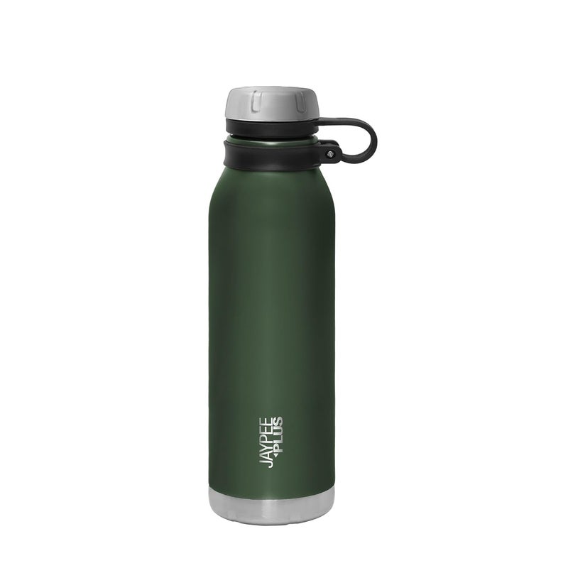 Jaypee Plus Charlie Stainless Steel 24 Hours Hot and Cold Water Bottle 750 ml Leak Proof Gym Bottle Home Kitchen Hiking Trekking Travel Army Green - Image 1