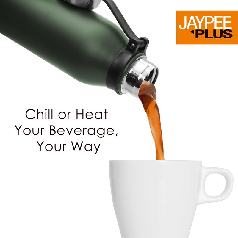 Jaypee Plus Charlie Stainless Steel 24 Hours Hot and Cold Water Bottle 750 ml Leak Proof Gym Bottle Home Kitchen Hiking Trekking Travel Army Green - Image 3