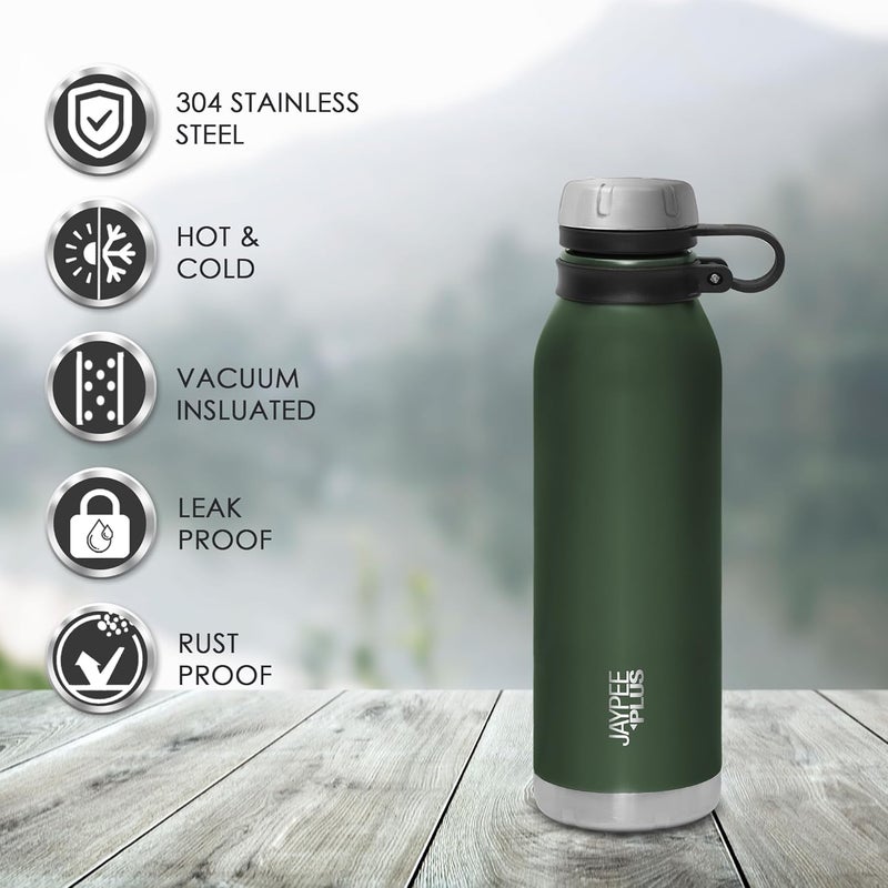 Jaypee Plus Charlie Stainless Steel 24 Hours Hot and Cold Water Bottle 750 ml Leak Proof Gym Bottle Home Kitchen Hiking Trekking Travel Army Green - Image 4