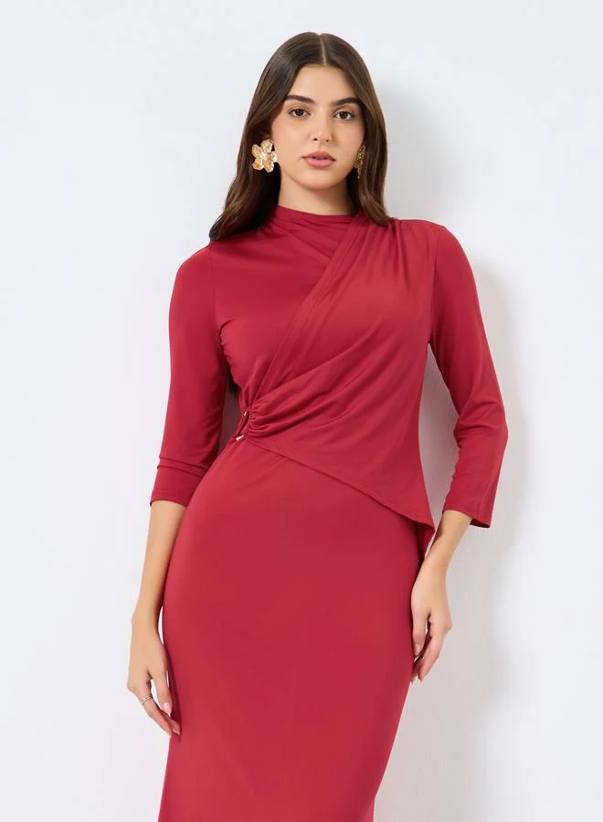 Styli Styli Solid Wrap A-Line Maxi Dress