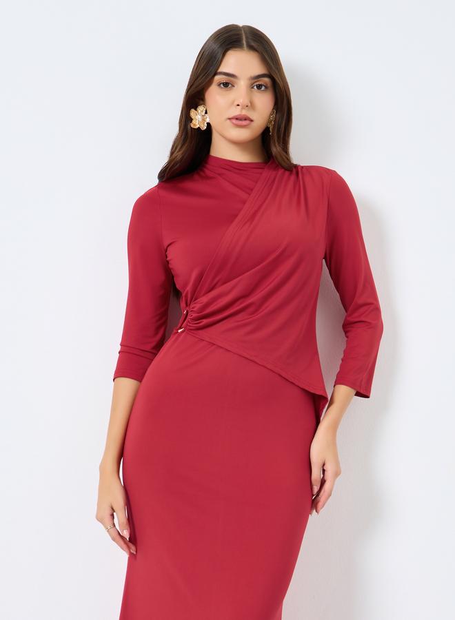 ستايلي فستان طويل سادة بنمط لف - Image 1