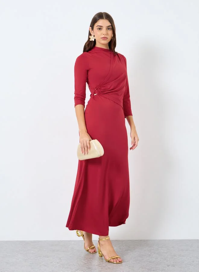 Styli Styli Solid Wrap A-Line Maxi Dress