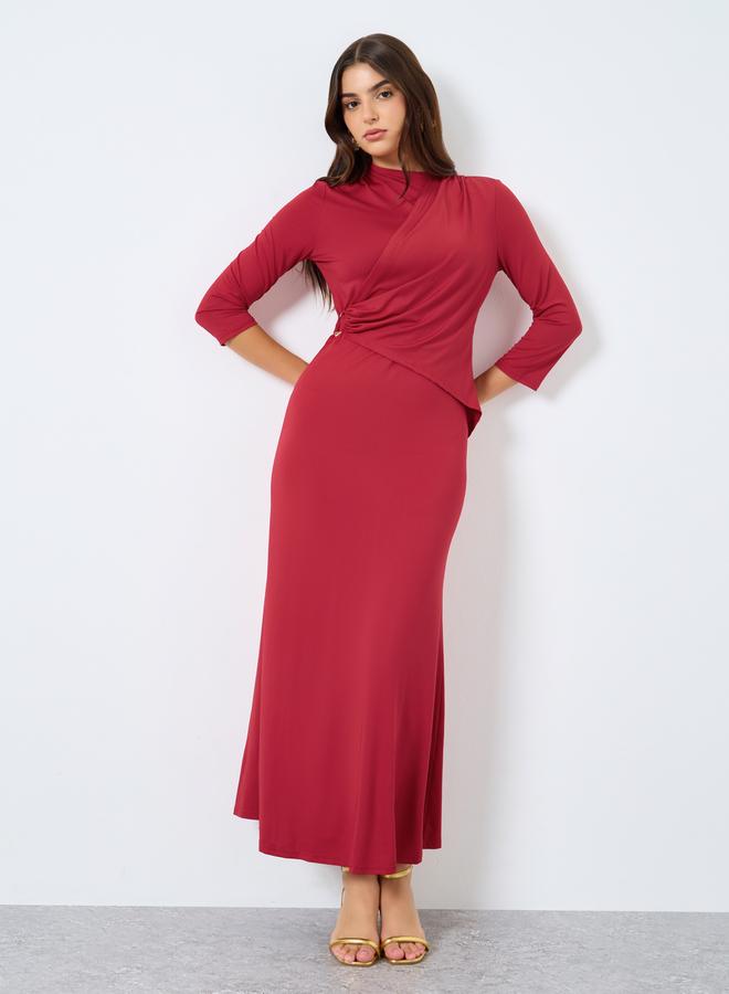 ستايلي فستان طويل سادة بنمط لف - Image 3