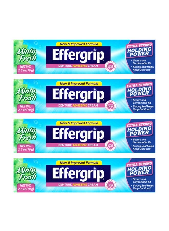 Effergrip Denture Adhesive Cream, Extra Strong Holding Power, 2.5 oz. (Pack of 4) - Image 1