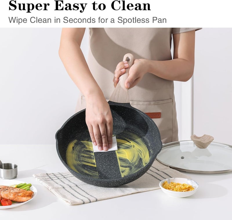Gvnd Nonstick Frying Pan Skillet 8 Inch Small Cooking Pan Egg Pan Omelet Pan Healthy Non Toxic Chefs Pan Induction Compatible Cookware PFOA Free - Image 4