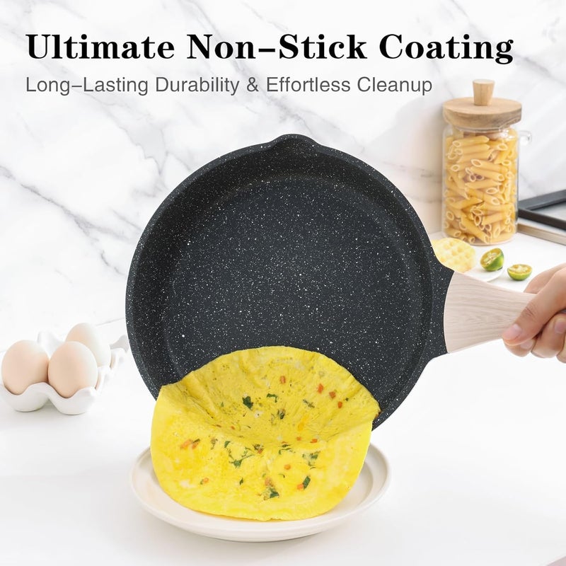Gvnd Nonstick Frying Pan Skillet 8 Inch Small Cooking Pan Egg Pan Omelet Pan Healthy Non Toxic Chefs Pan Induction Compatible Cookware PFOA Free - Image 2