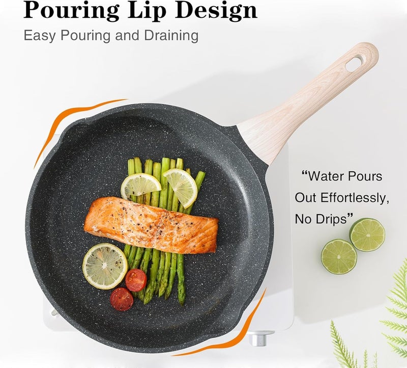 Gvnd Nonstick Frying Pan Skillet 8 Inch Small Cooking Pan Egg Pan Omelet Pan Healthy Non Toxic Chefs Pan Induction Compatible Cookware PFOA Free - Image 3