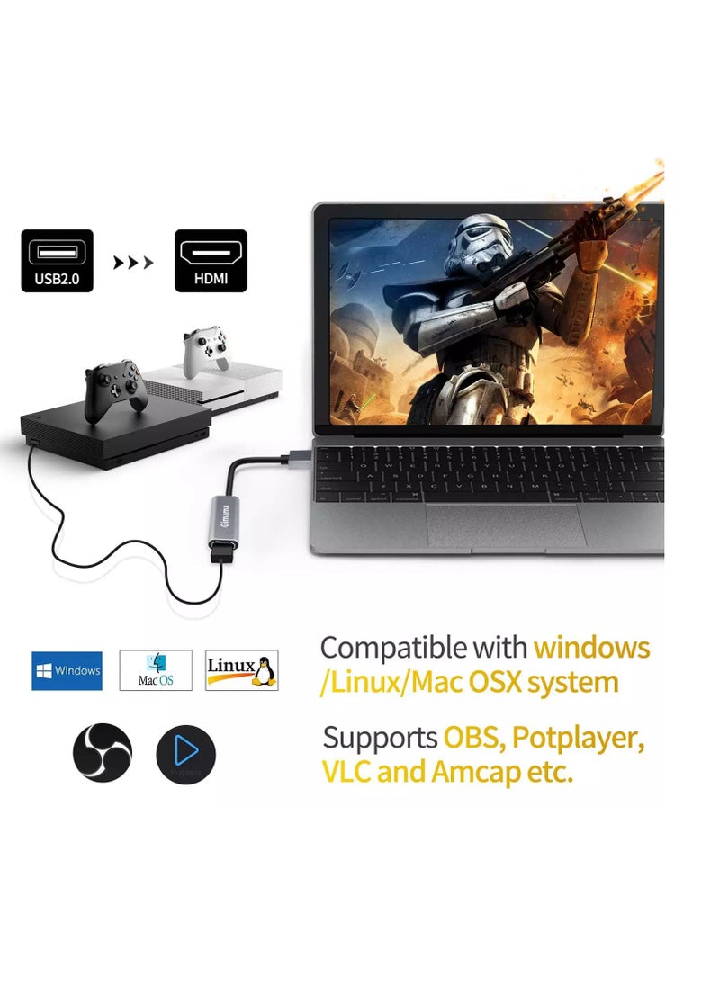 HDMI Capture Card 1060P @60HZ, 4K @30HZ (USB)