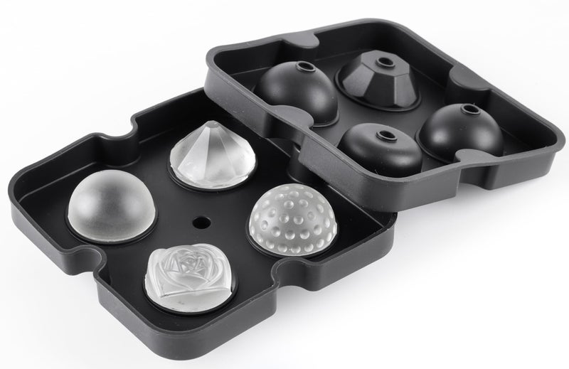 DENSITY COLLECTION Ice Cube Trays Silicone Tray Big Size Perfectly 4 Type Round, Rose, Diamond, and Dotted Ice Cube Molds for Whiskey & Cocktails, Keep Drinks Chilled, Reusable and BPA Free - Image 1