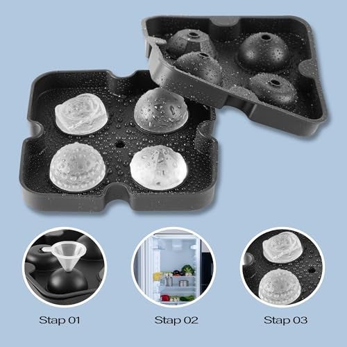 DENSITY COLLECTION Ice Cube Trays Silicone Tray Big Size Perfectly 4 Type Round, Rose, Diamond, and Dotted Ice Cube Molds for Whiskey & Cocktails, Keep Drinks Chilled, Reusable and BPA Free - Image 3