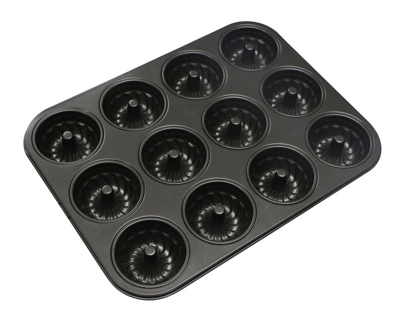 webake Mini Ring Cake Tins 7cm 12 Cavity Baking Pan NonStick Carbon Steel Fluted Cake Tin Savarin Mould
