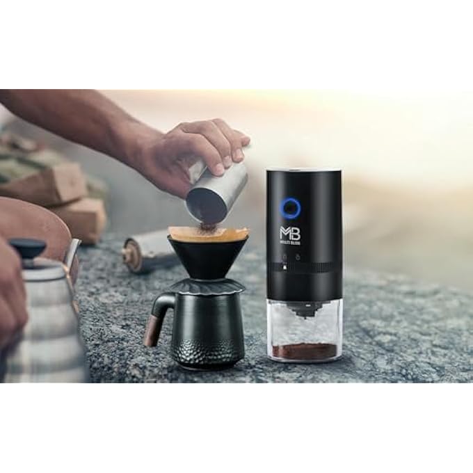 ريحني مطحنة قهوة، مطحنة قهوة كهربائية، مشحونة محمولة عبر USB، إعداد طحن متعدد مناسب للتخييم، التنصت، إسبريسو صب فوق فرنش برس - Image 3