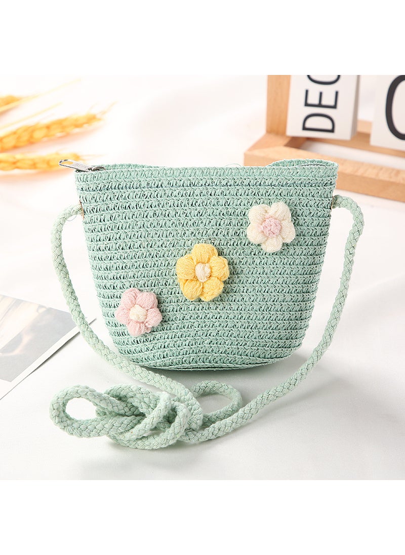 Generic Girls Trendy Crossbody Mini PurseWool flower bag Green Wool flower bag Green 