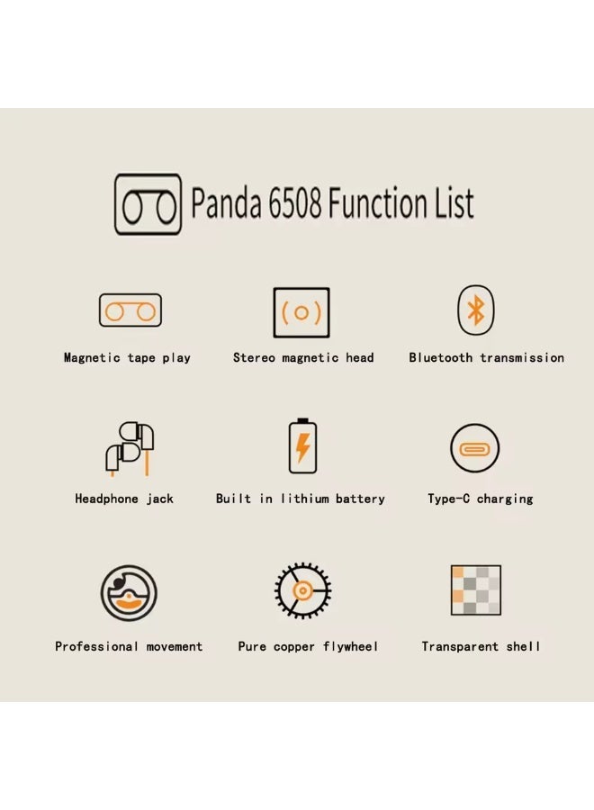 Panda Portable Panda 6508 Cassette Tape Player Hi-Fi Sound Stereo Nostalgic Retro Walkman Bluetooth-compatible Cassette Player - Image 5