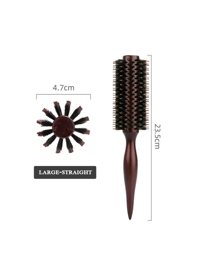 NIKITA.VIVI فرشاة شعر دائرية بمقبض خشبي ودبابيس نايلون لتسريح الشعر وتجعيله مفرودًا ومكثفًا وفك التشابك فرشاة شعر مضادة للكهرباء الساكنة للرجال والنساء فرشاة تصفيف وفرشاة تجفيف بالهواء - Image 2