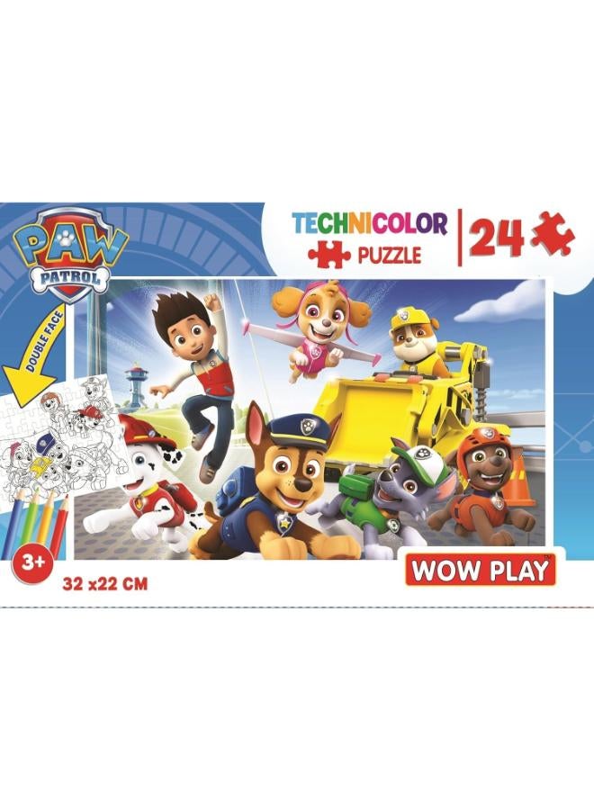 Wow Play Paw Patrol Coloring Puzzle 24-Pieces, 32 cm x 22 cm Size - Image 1