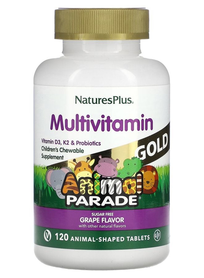 Animal Parade Gold Children's Multivitamin Chewable Supplement Grape 120 Animal-Shaped Tablets
