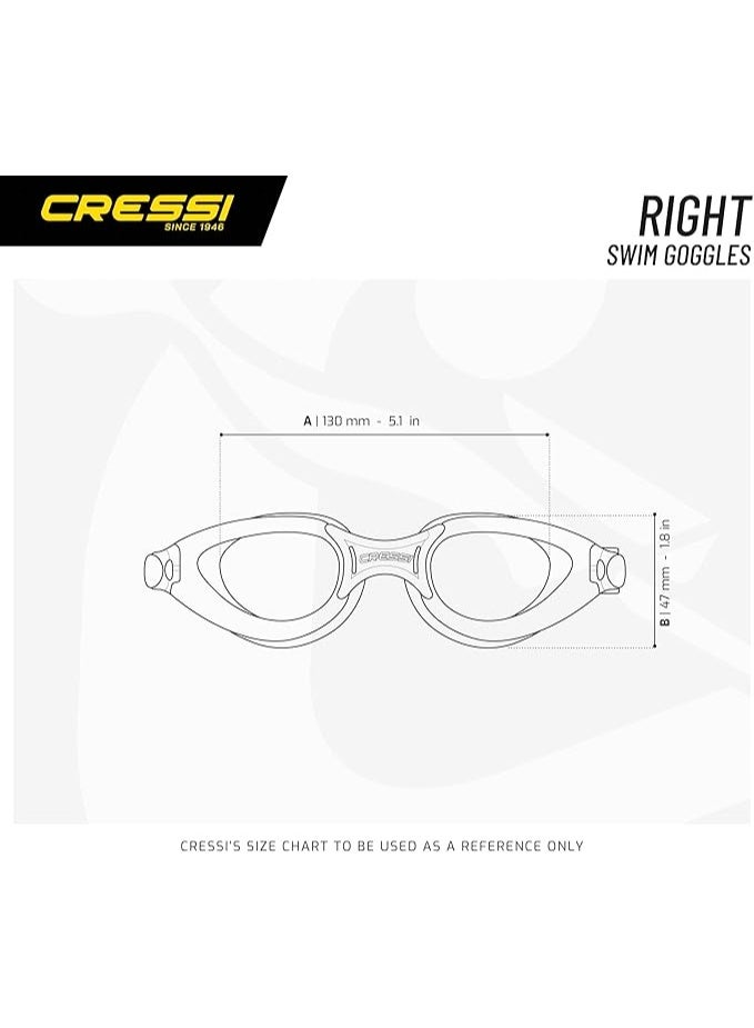 Cressi نظارات السباحة - نظارات للبالغين للسباحة، وحمامات السباحة، والرياضات المائية، مضادة للضباب 100% مضادة للأشعة فوق البنفسجية، مقاس واحد - Image 4