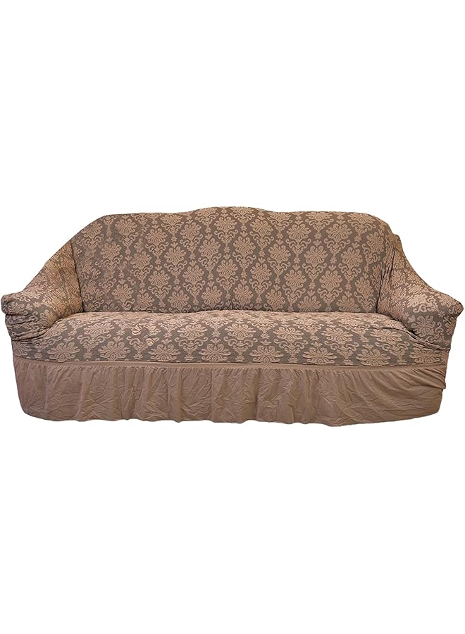 260 GSM Jacquard Sofa Cover, 3+1+1, 3 Seater 140/180 cm, 1 Seater 180/230 cm - Elegant, Durable Sofa Cover for Style & Protection(Brown)