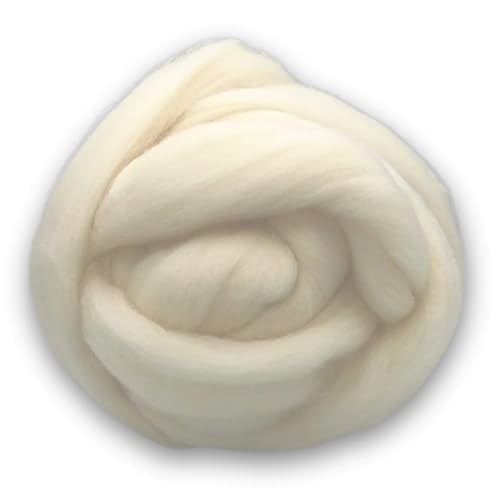 Revolution Fibers Corriedale Wool Roving 1 lb (16 Ounces) for Spinning | Soft Chunky Jumbo Yarn for Arm Knitting Blanket |100% Natural Undyed (Off-White) Wool Yarn Bulk, Felting Core, Carded Stuffing - Image 1