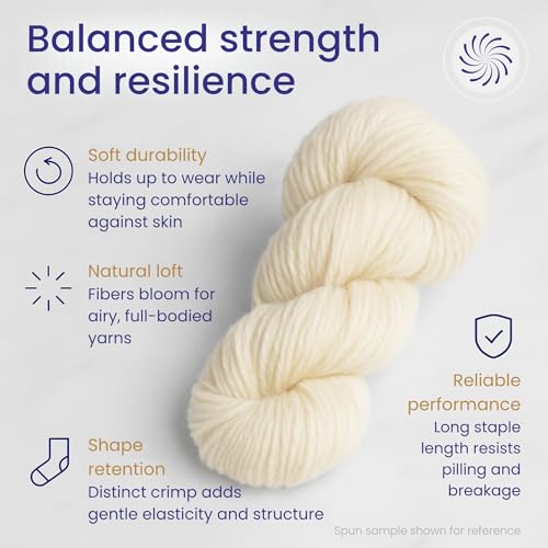 Revolution Fibers Corriedale Wool Roving 1 lb (16 Ounces) for Spinning | Soft Chunky Jumbo Yarn for Arm Knitting Blanket |100% Natural Undyed (Off-White) Wool Yarn Bulk, Felting Core, Carded Stuffing - Image 3